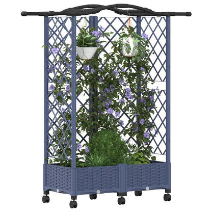 Verhoogd Bed met Trellis en Dak Grijs 124 x 40 x 129 cm PP