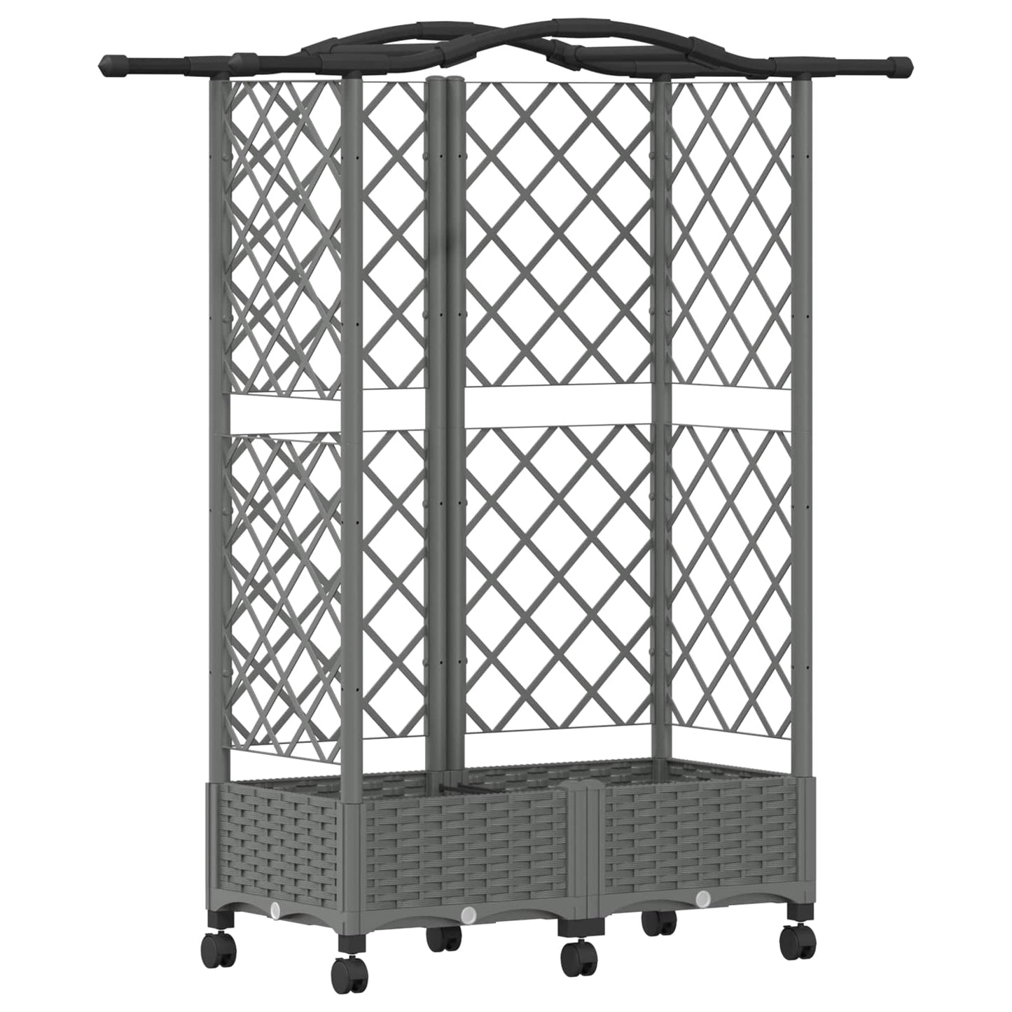 Verhoogd Bed met Trellis en Dak Lichtgrijs 124 x 40 x 129 cm PP