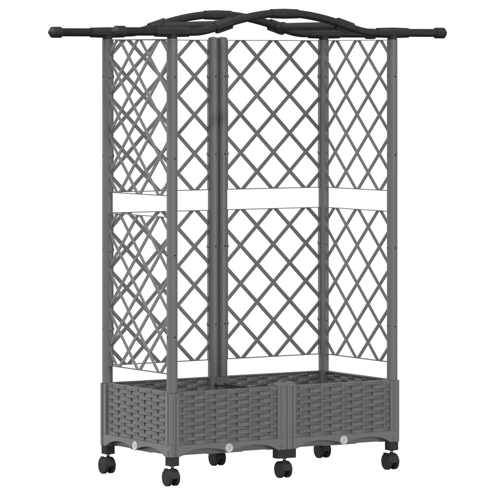 Verhoogd Bed met Trellis en Dak Lichtgrijs 124 x 40 x 129 cm PP