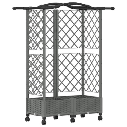 Verhoogd Bed met Trellis en Dak Lichtgrijs 124 x 40 x 129 cm PP