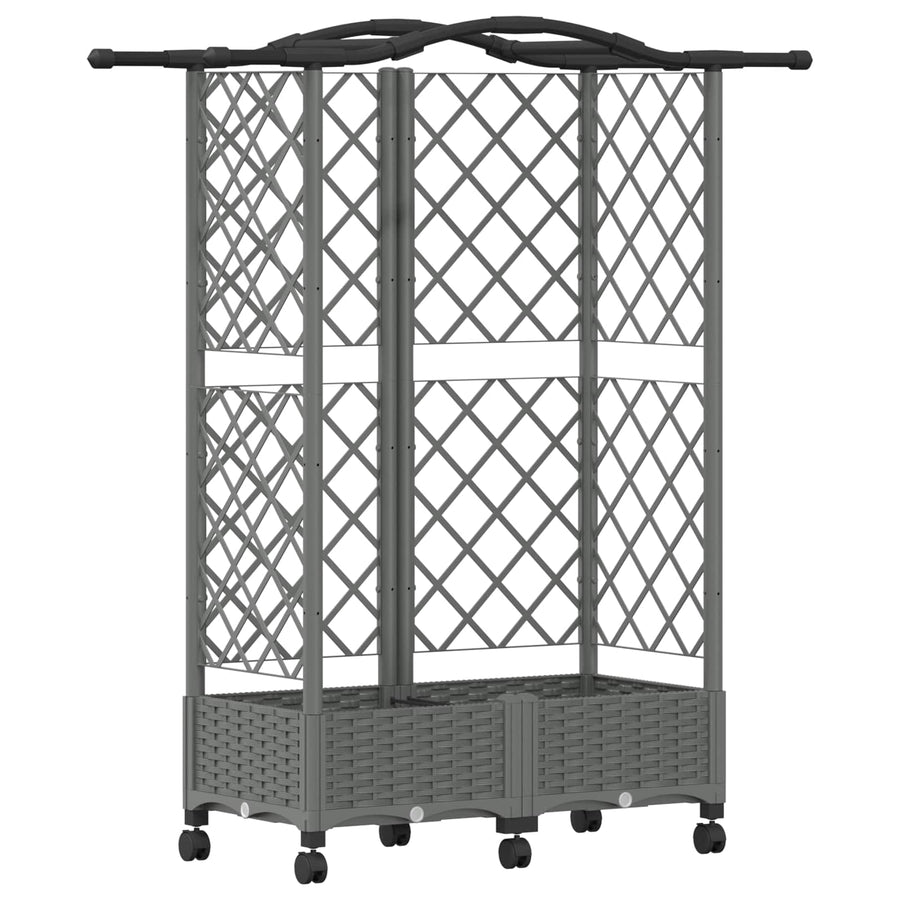 Verhoogd Bed met Trellis en Dak Lichtgrijs 124 x 40 x 129 cm PP