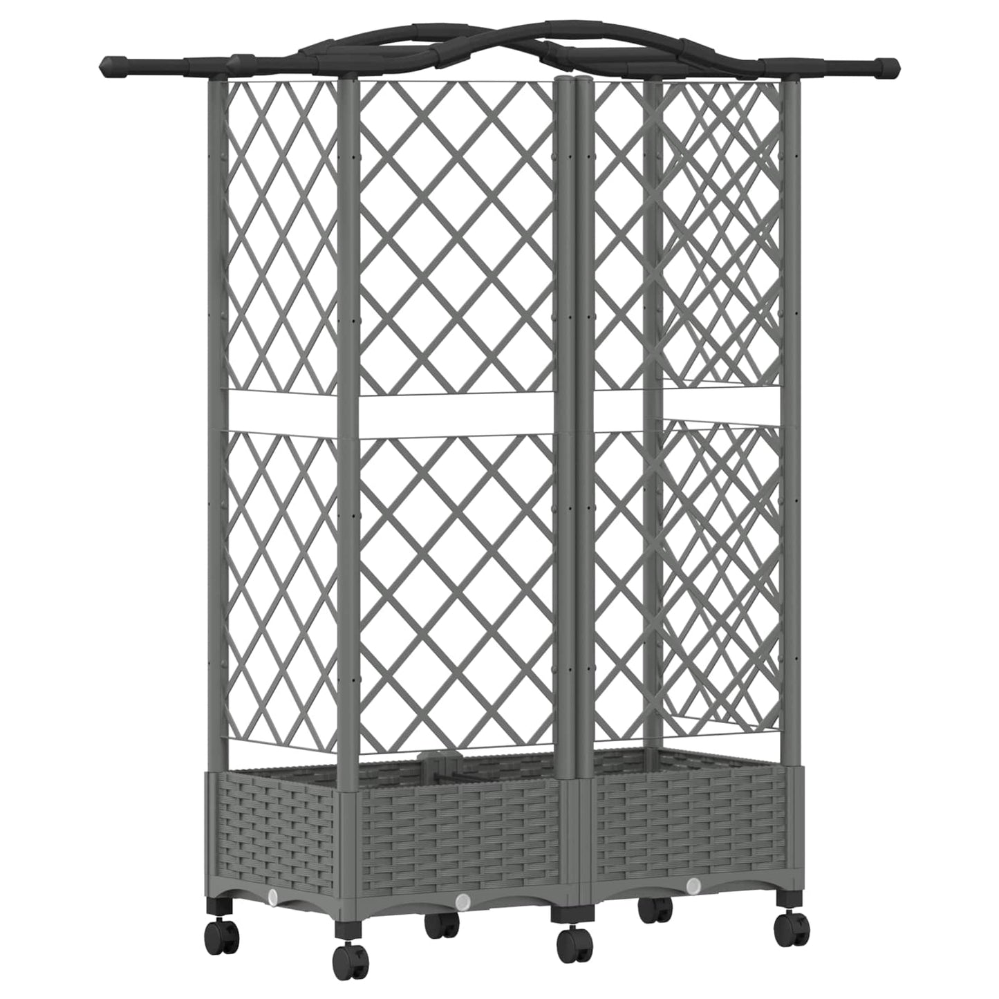 Verhoogd Bed met Trellis en Dak Lichtgrijs 124 x 40 x 129 cm PP