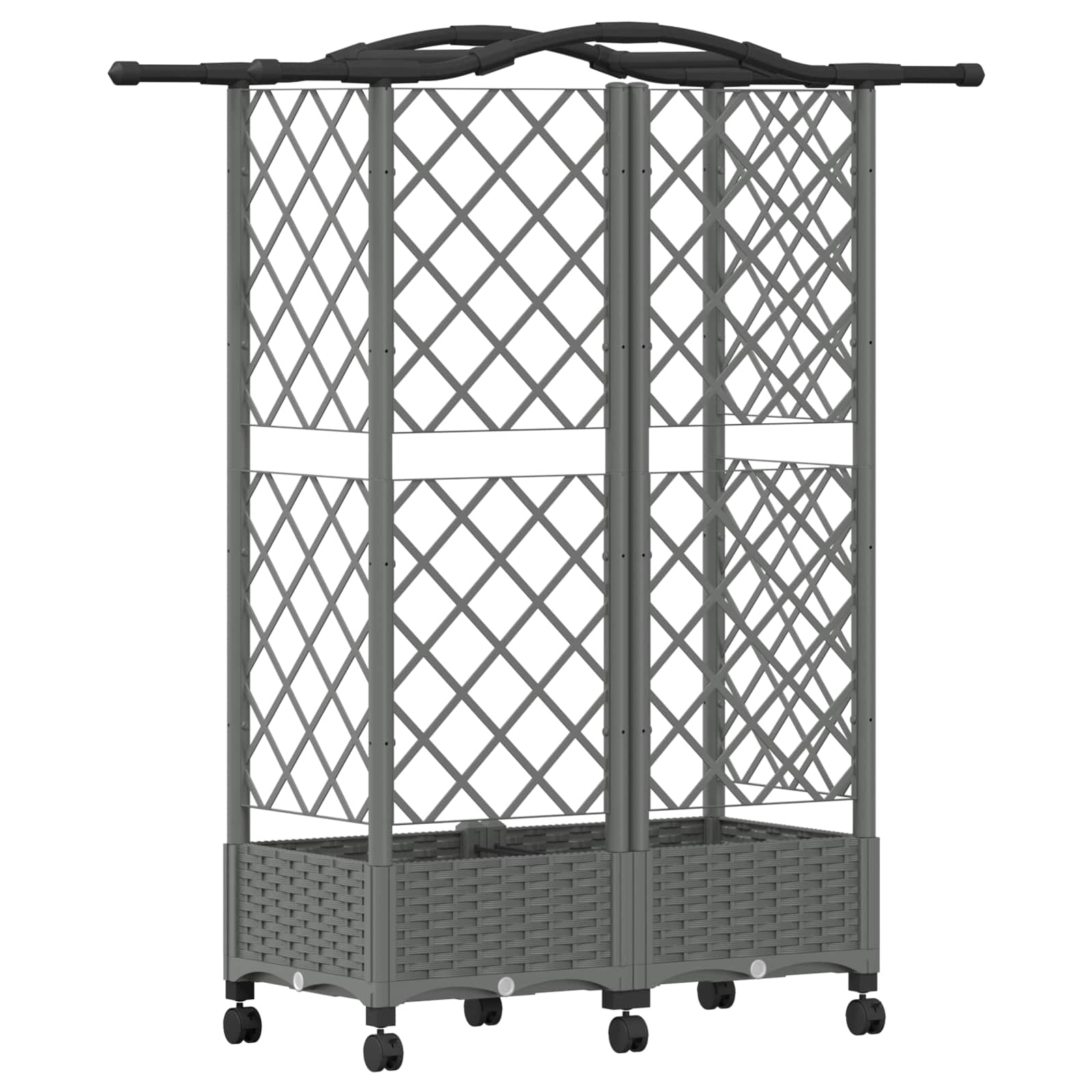 Verhoogd Bed met Trellis en Dak Lichtgrijs 124 x 40 x 129 cm PP