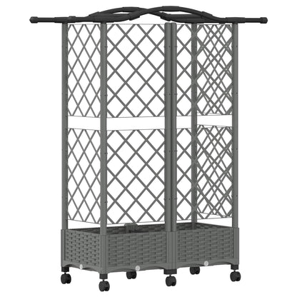 Verhoogd Bed met Trellis en Dak Lichtgrijs 124 x 40 x 129 cm PP
