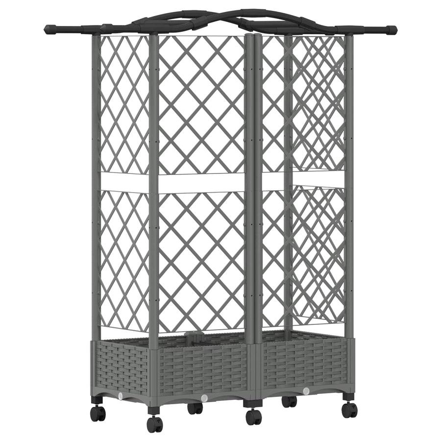 Verhoogd Bed met Trellis en Dak Lichtgrijs 124 x 40 x 129 cm PP