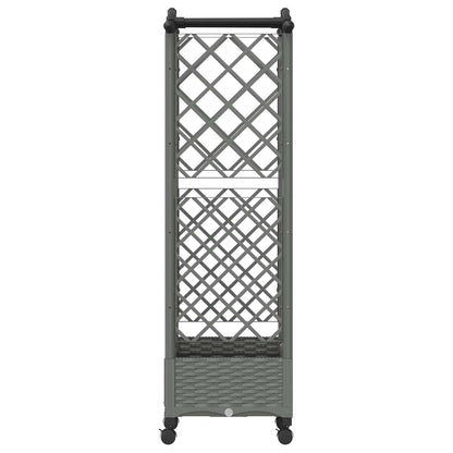 Verhoogd Bed met Trellis en Dak Lichtgrijs 124 x 40 x 129 cm PP