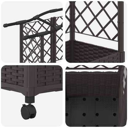 Verhoogd Bed met Trellis en Dak Bruin 122 x 40 x 144 cm PP