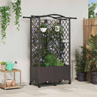 Verhoogd tuinbed met trellis en dak 122x40x144 cm bruin