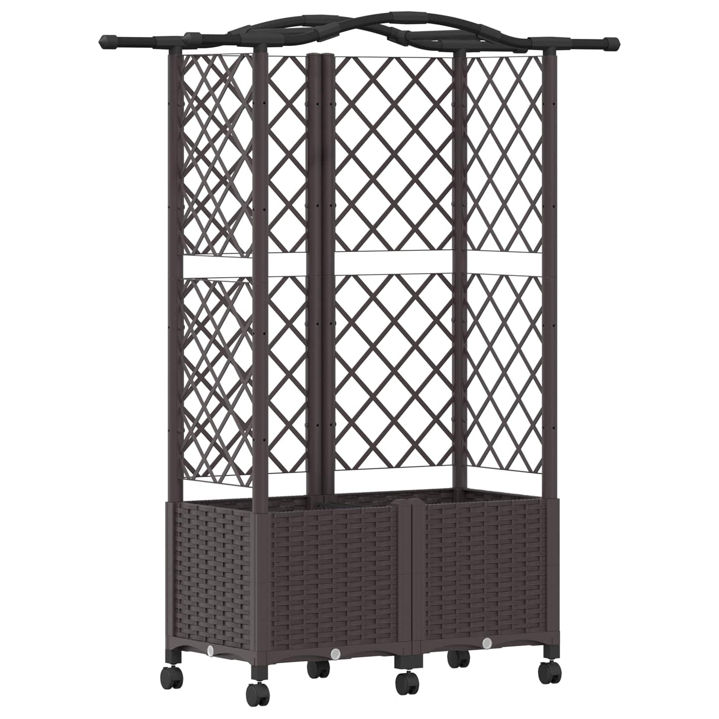 Verhoogd Bed met Trellis en Dak Bruin 122 x 40 x 144 cm PP