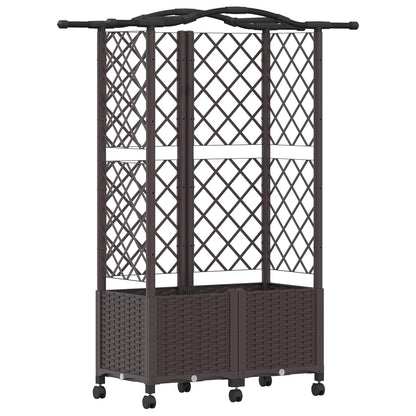 Verhoogd Bed met Trellis en Dak Bruin 122 x 40 x 144 cm PP