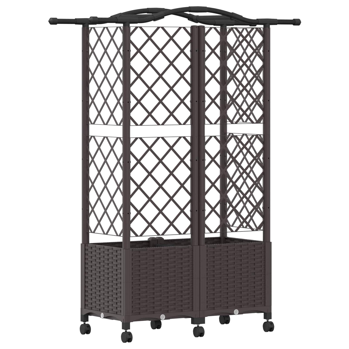 Verhoogd Bed met Trellis en Dak Bruin 122 x 40 x 144 cm PP