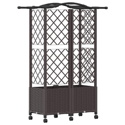 Verhoogd Bed met Trellis en Dak Bruin 122 x 40 x 144 cm PP