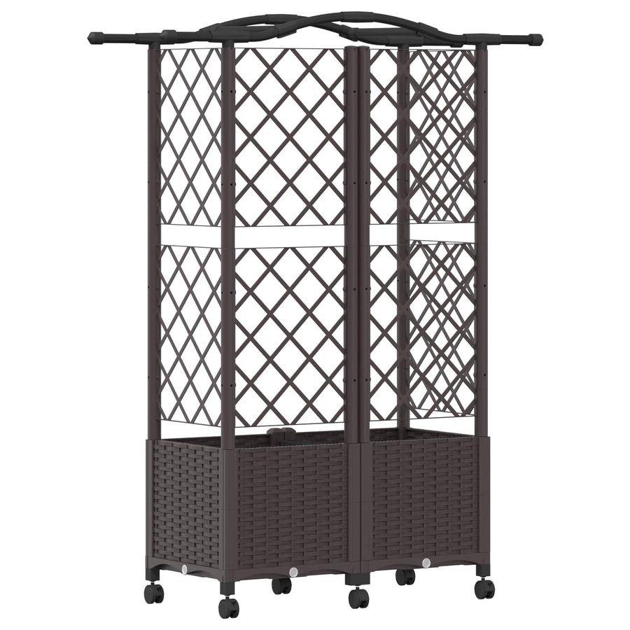Verhoogd Bed met Trellis en Dak Bruin 122 x 40 x 144 cm PP