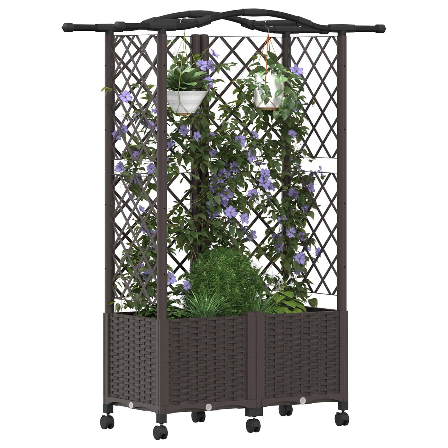 Verhoogd Bed met Trellis en Dak Bruin 122 x 40 x 144 cm PP