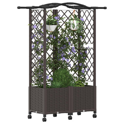 Verhoogd Bed met Trellis en Dak Bruin 122 x 40 x 144 cm PP