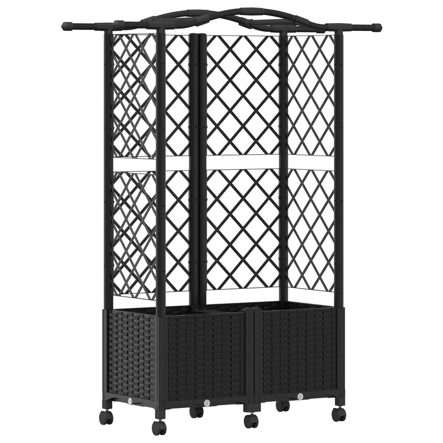 Verhoogd Bed met Trellis en Dak Zwart 122 x 40 x 144 cm PP