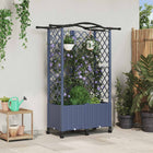 Verhoogd bed met dak grijs 122x40x144 cm PP