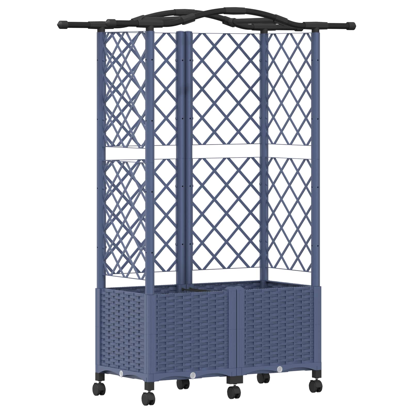 Verhoogd Bed met Trellis en Dak Grijs 122 x 40 x 144 cm PP