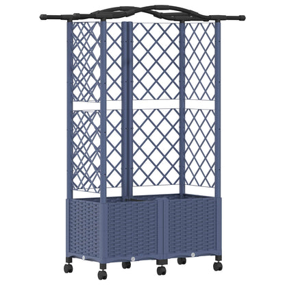 Verhoogd Bed met Trellis en Dak Grijs 122 x 40 x 144 cm PP
