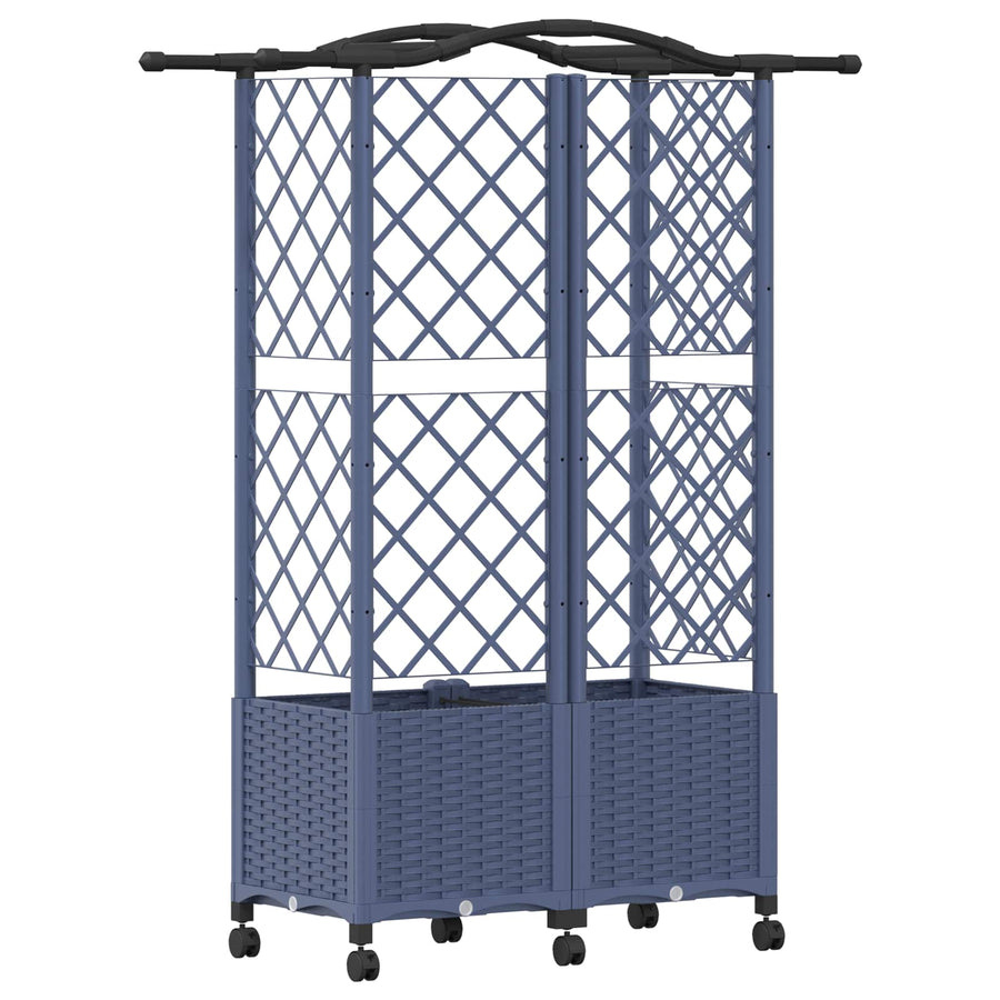 Verhoogd Bed met Trellis en Dak Grijs 122 x 40 x 144 cm PP