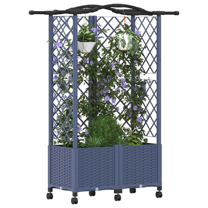 Verhoogd Bed met Trellis en Dak Grijs 122 x 40 x 144 cm PP