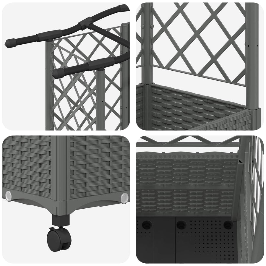 Verhoogd Bed met Trellis en Dak Lichtgrijs 122 x 40 x 144 cm PP