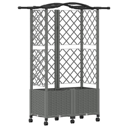 Verhoogd Bed met Trellis en Dak Lichtgrijs 122 x 40 x 144 cm PP