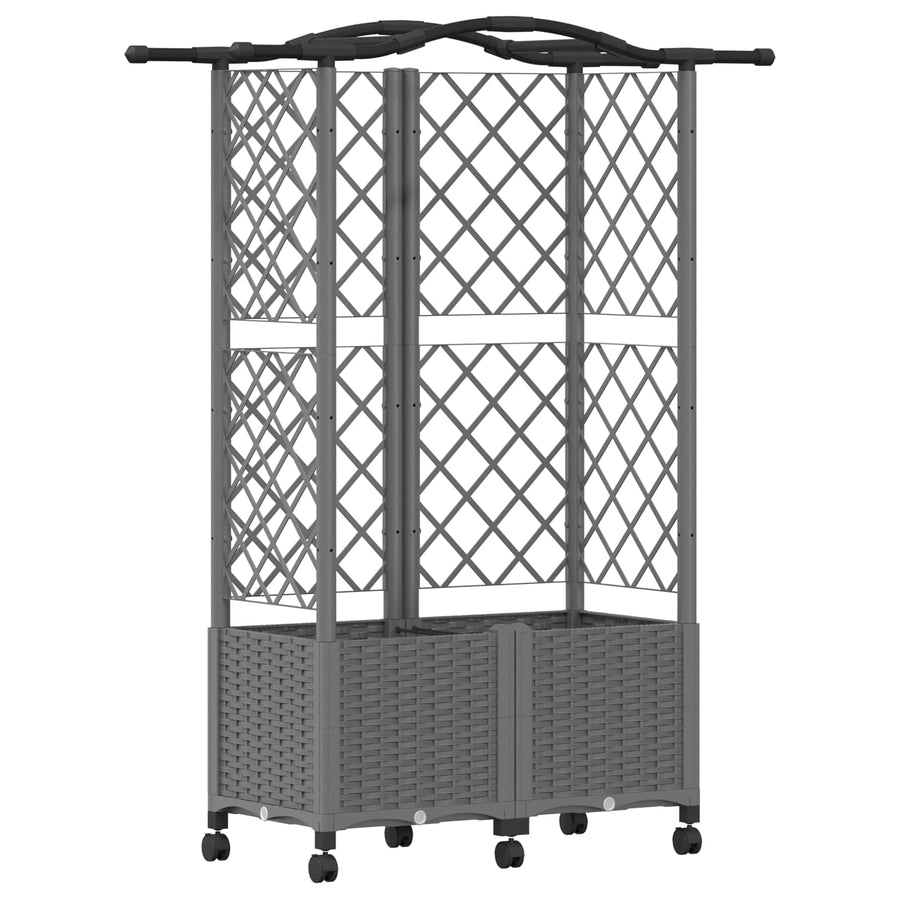 Verhoogd Bed met Trellis en Dak Lichtgrijs 122 x 40 x 144 cm PP
