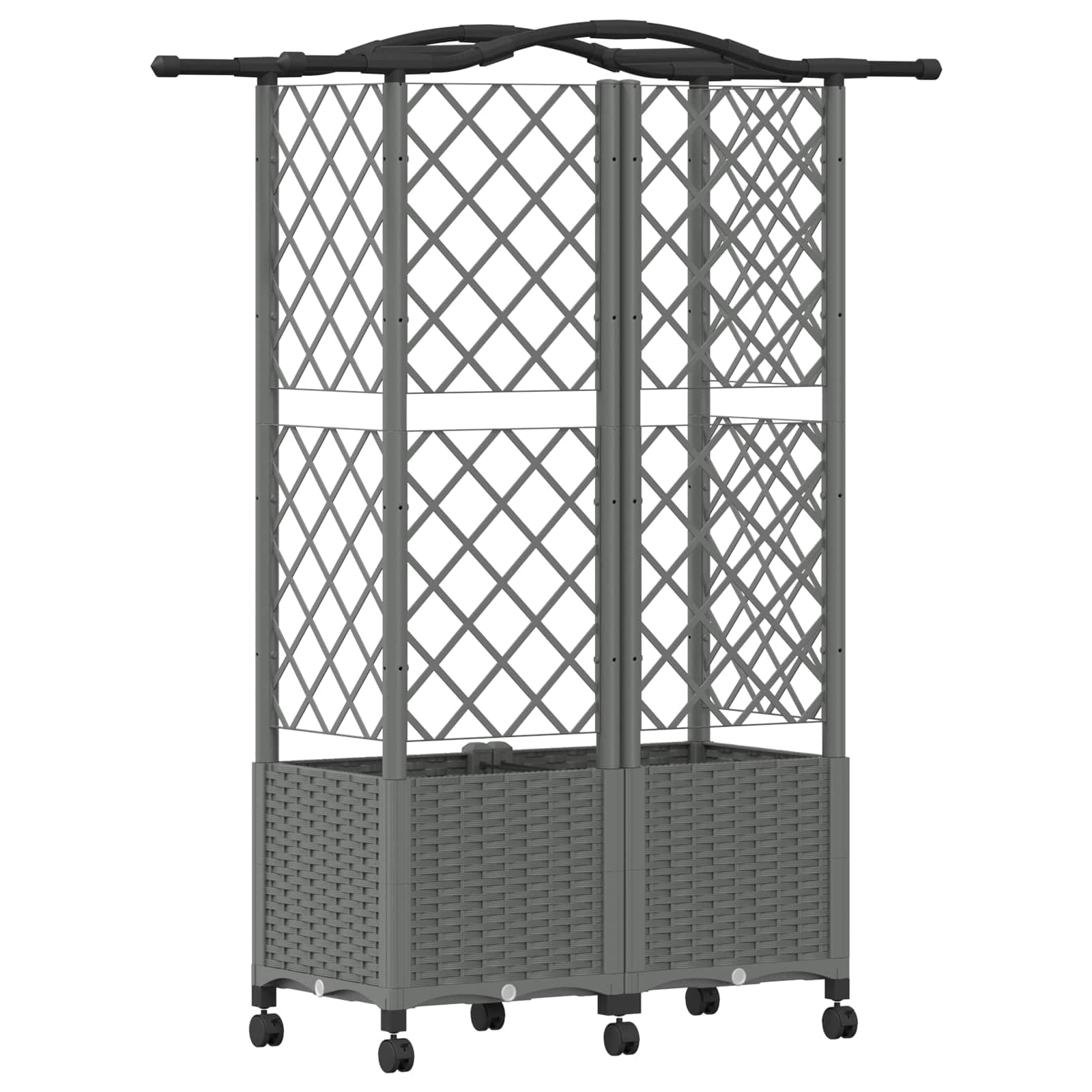 Verhoogd Bed met Trellis en Dak Lichtgrijs 122 x 40 x 144 cm PP