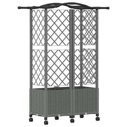Verhoogd Bed met Trellis en Dak Lichtgrijs 122 x 40 x 144 cm PP