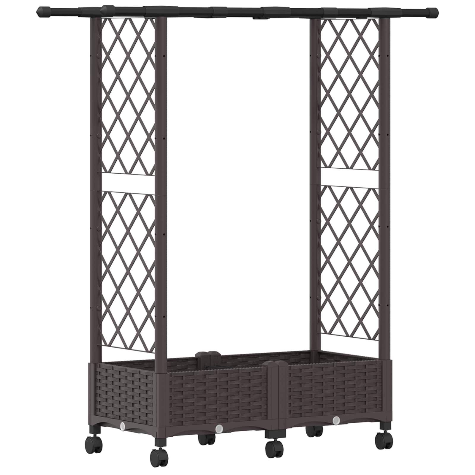 Verhoogd Bed met Trellis en Dak Bruin 122,5 x 40 x 127 cm PP