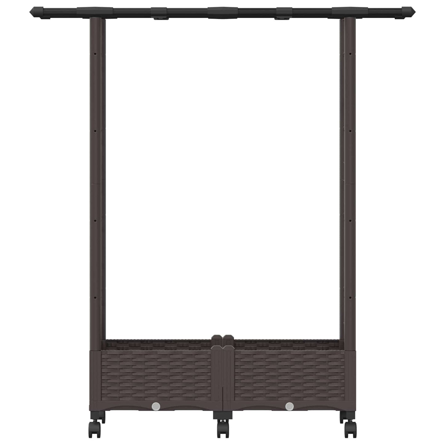 Verhoogd Bed met Trellis en Dak Bruin 122,5 x 40 x 127 cm PP