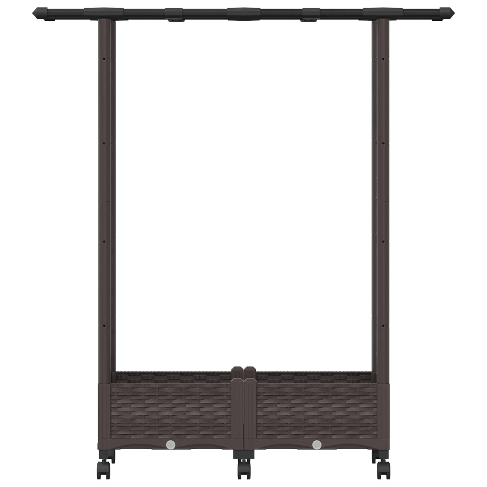 Verhoogd Bed met Trellis en Dak Bruin 122,5 x 40 x 127 cm PP