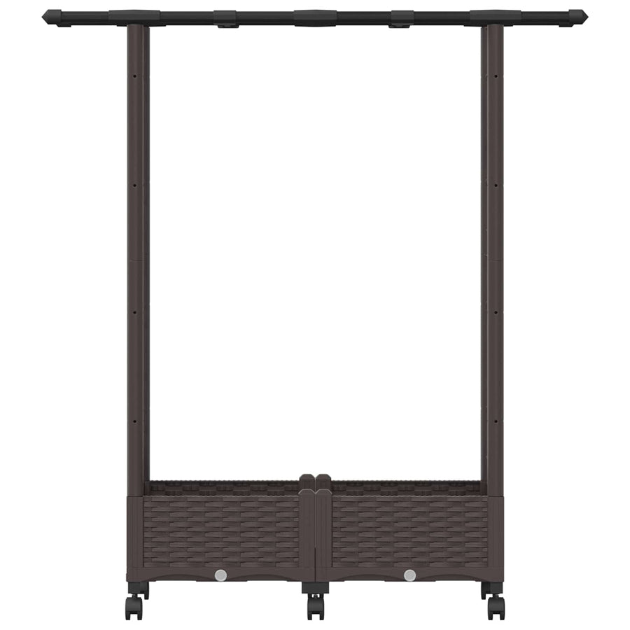 Verhoogd Bed met Trellis en Dak Bruin 122,5 x 40 x 127 cm PP
