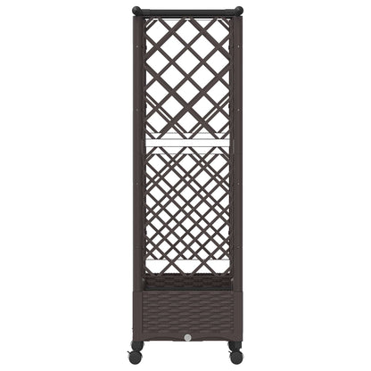 Verhoogd Bed met Trellis en Dak Bruin 122,5 x 40 x 127 cm PP