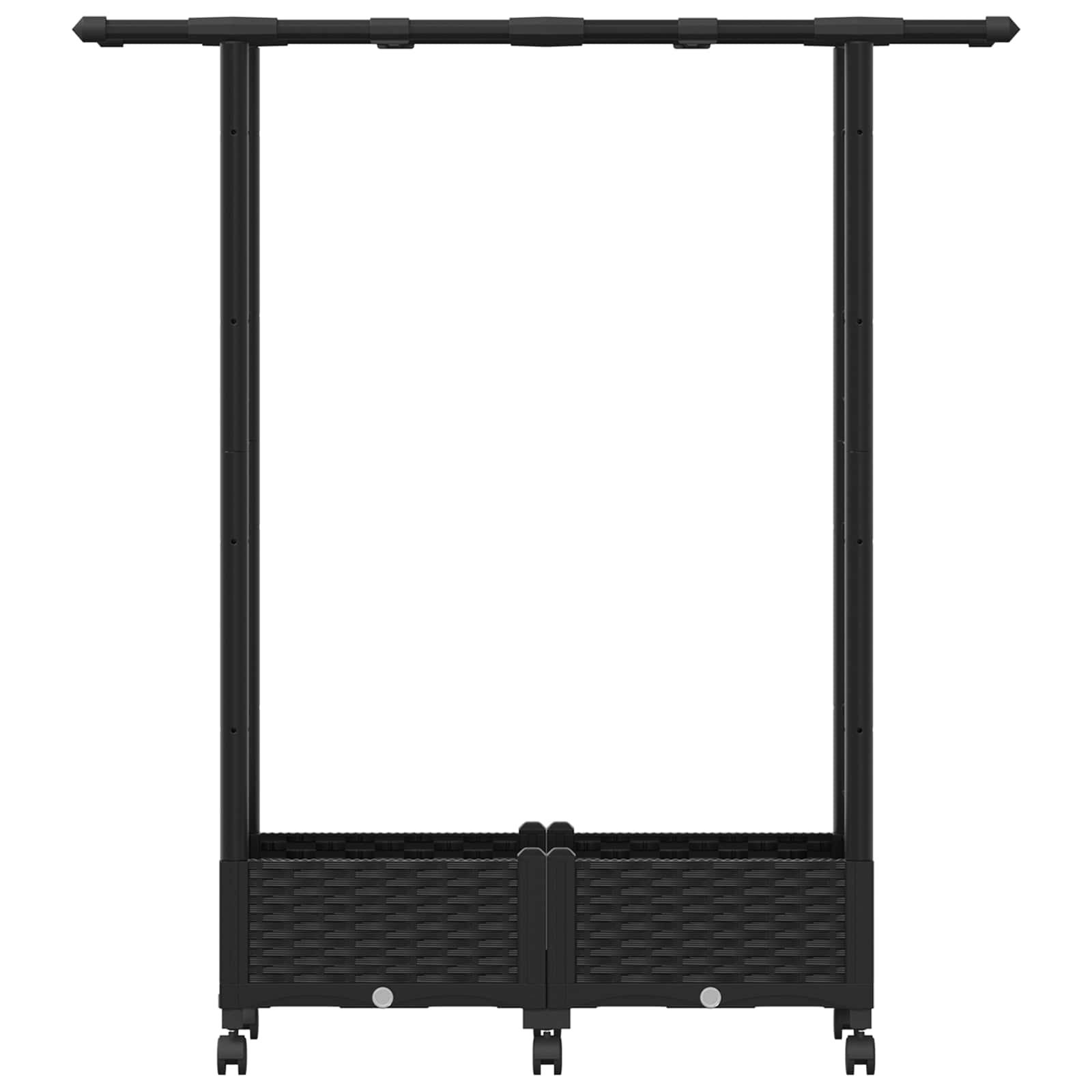 Verhoogd Bed met Trellis en Dak Zwart 122,5 x 40 x 127 cm PP