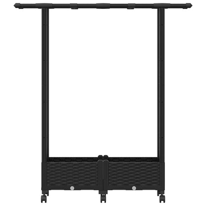 Verhoogd Bed met Trellis en Dak Zwart 122,5 x 40 x 127 cm PP