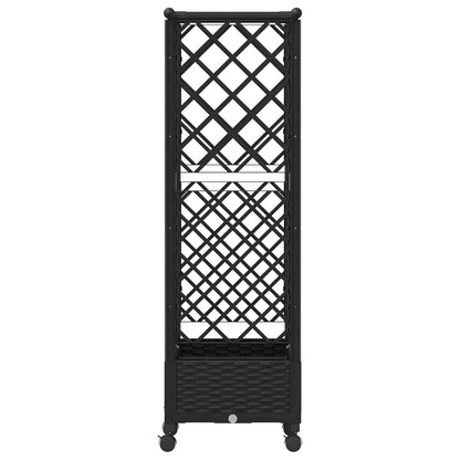 Verhoogd Bed met Trellis en Dak Zwart 122,5 x 40 x 127 cm PP