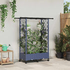 Verhoogd tuinbed grijs 122.5x40x127 cm PP met dak en trellis