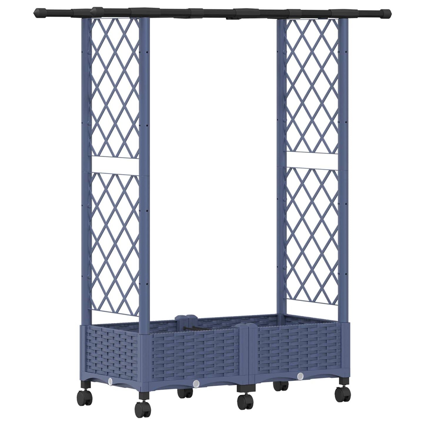 Verhoogd Bed met Trellis en Dak Grijs 122,5 x 40 x 127 cm PP