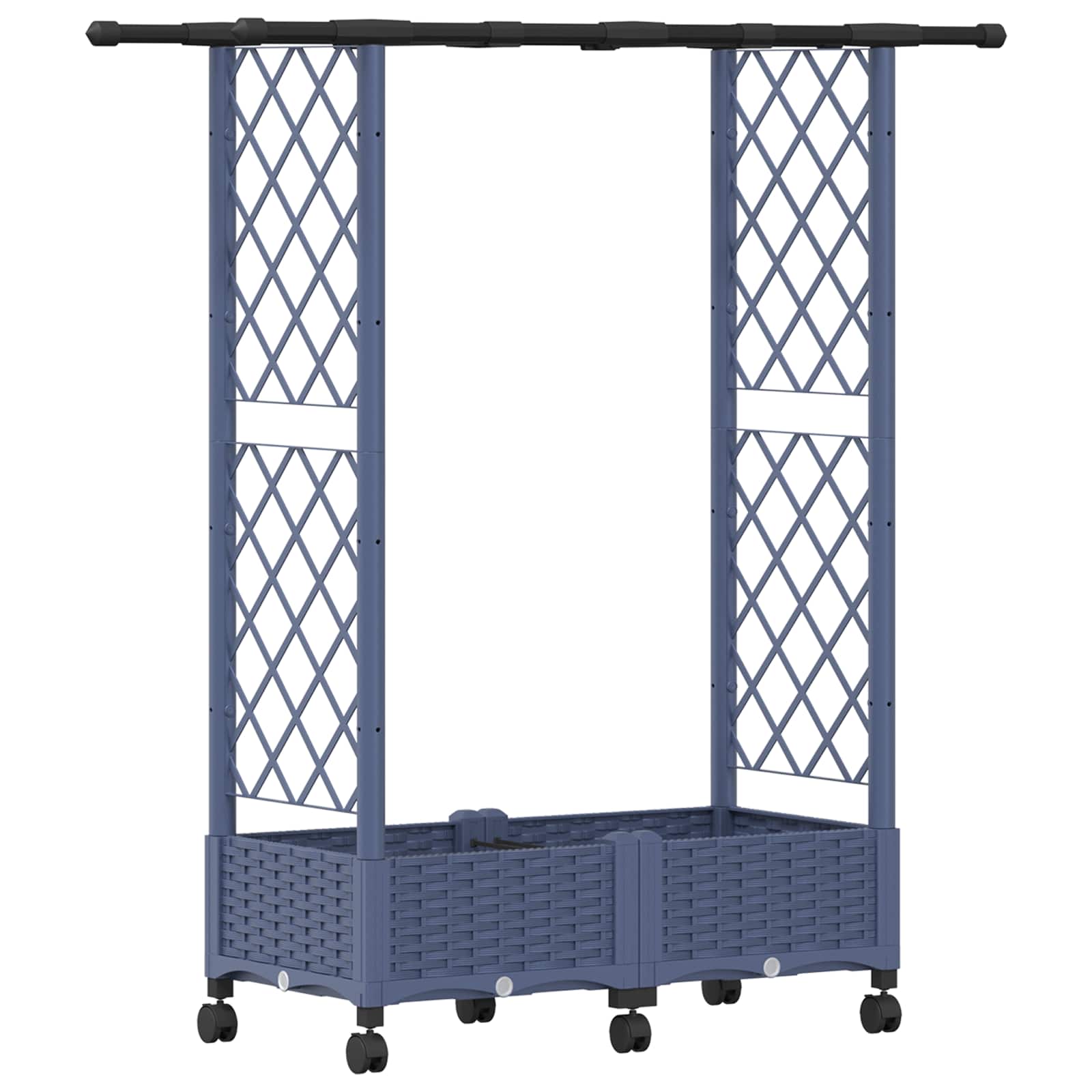 Verhoogd Bed met Trellis en Dak Grijs 122,5 x 40 x 127 cm PP