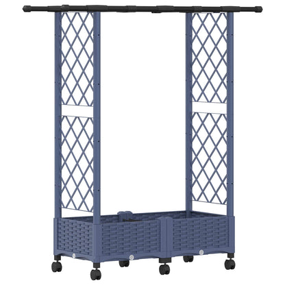 Verhoogd Bed met Trellis en Dak Grijs 122,5 x 40 x 127 cm PP