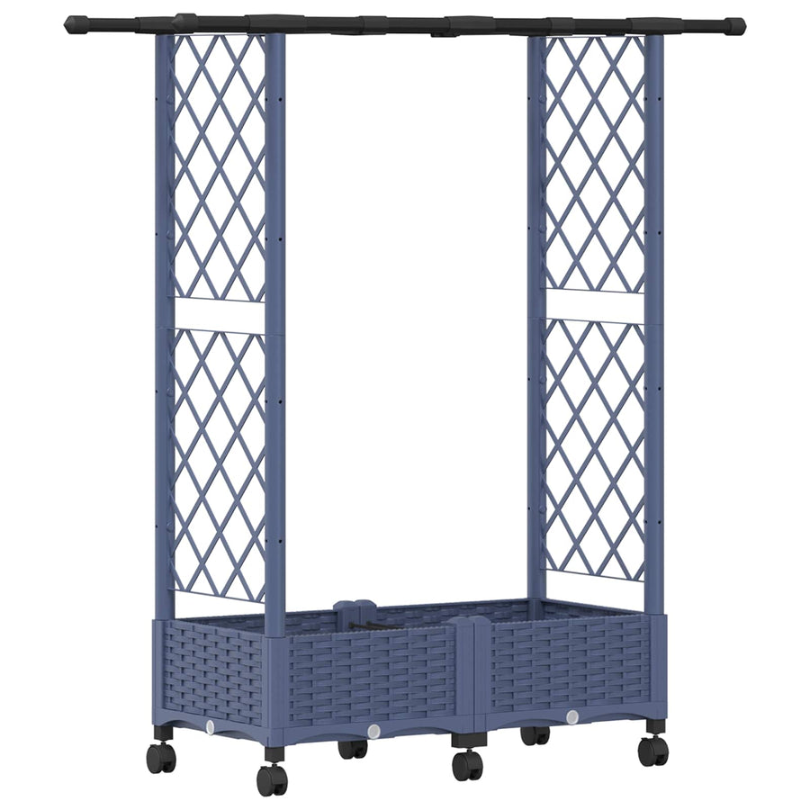 Verhoogd Bed met Trellis en Dak Grijs 122,5 x 40 x 127 cm PP