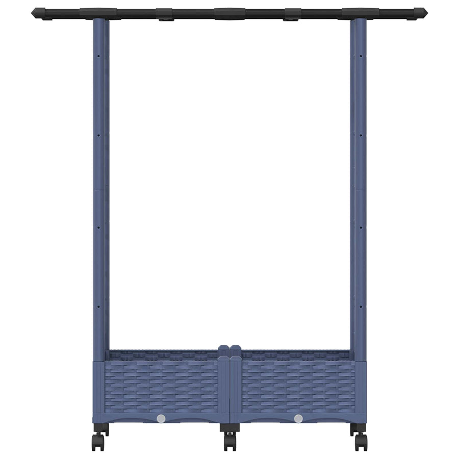 Verhoogd Bed met Trellis en Dak Grijs 122,5 x 40 x 127 cm PP