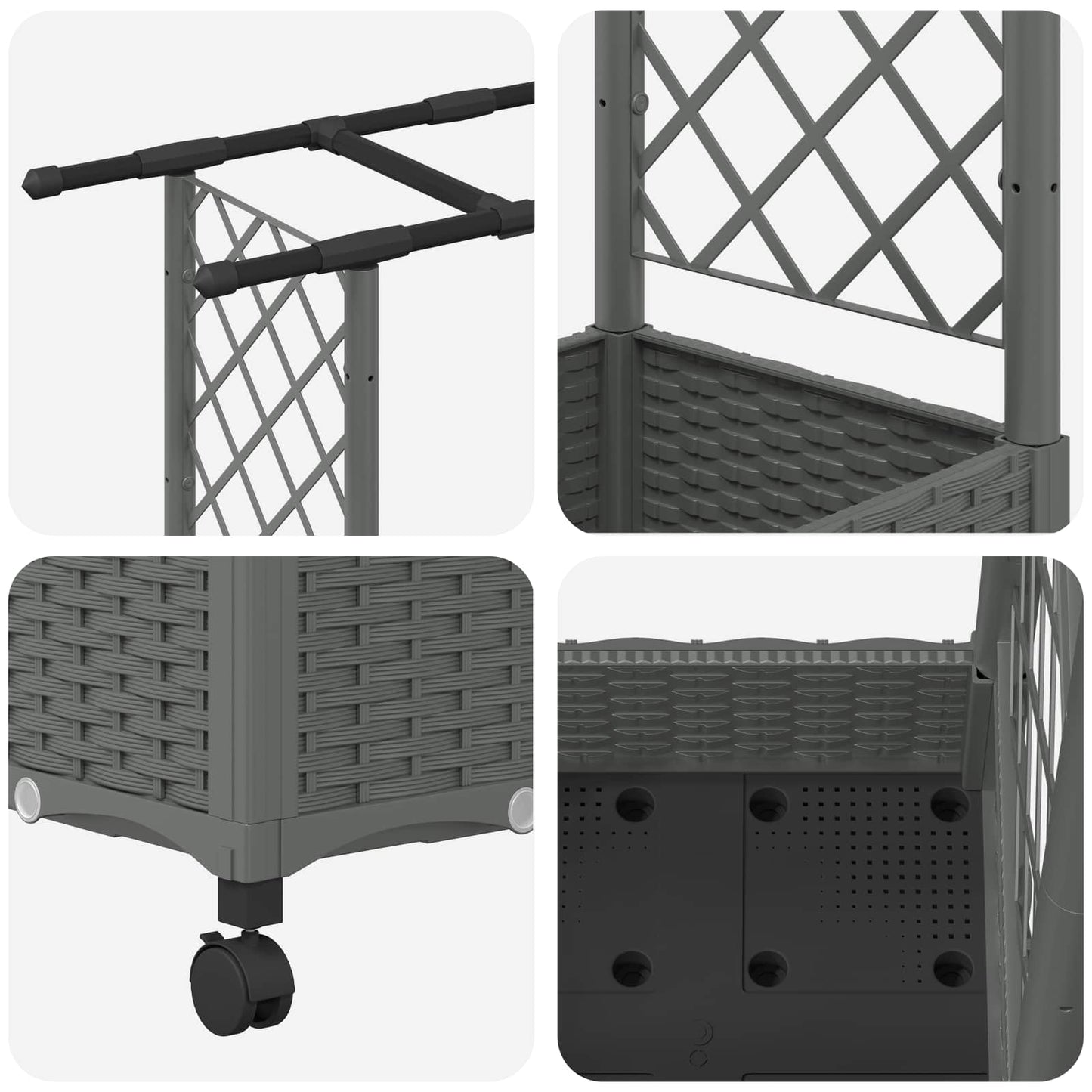 Verhoogd Bed met Trellis en Dak Lichtgrijs 122,5 x 40 x 127 cm