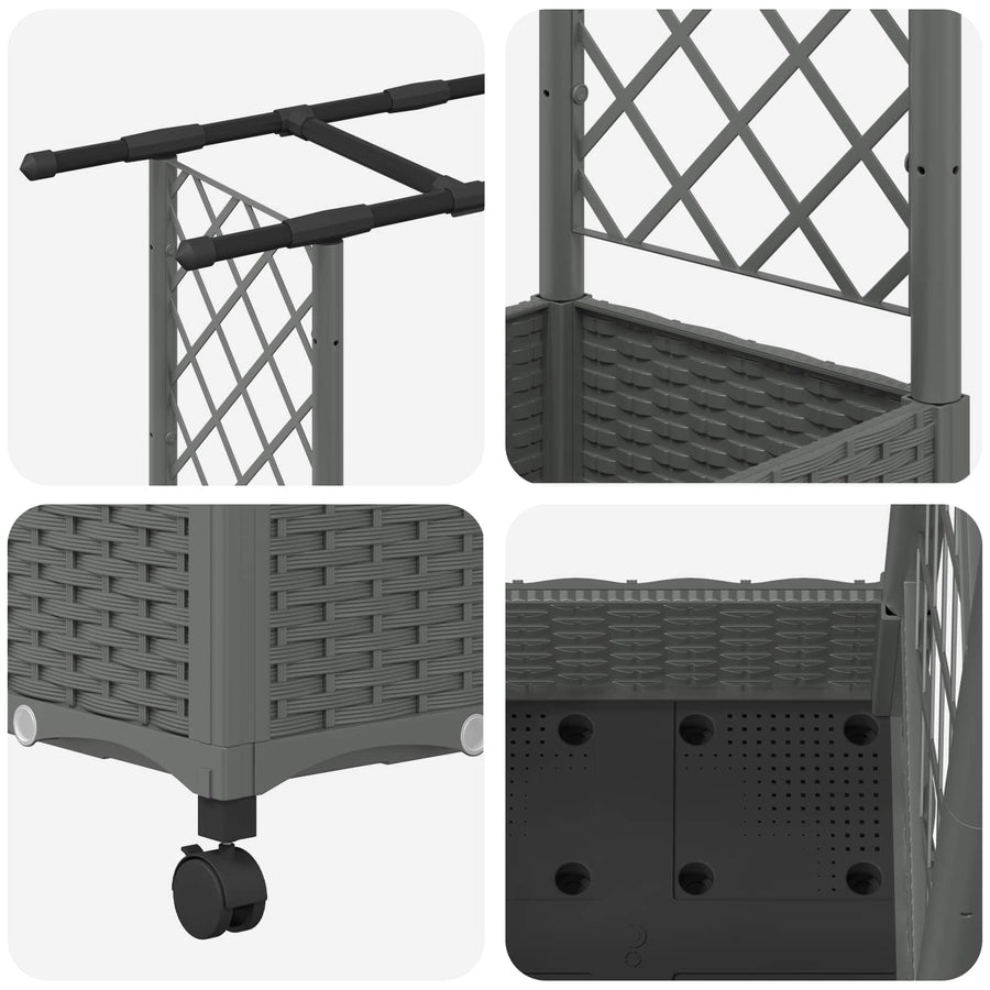 Verhoogd Bed met Trellis en Dak Lichtgrijs 122,5 x 40 x 127 cm