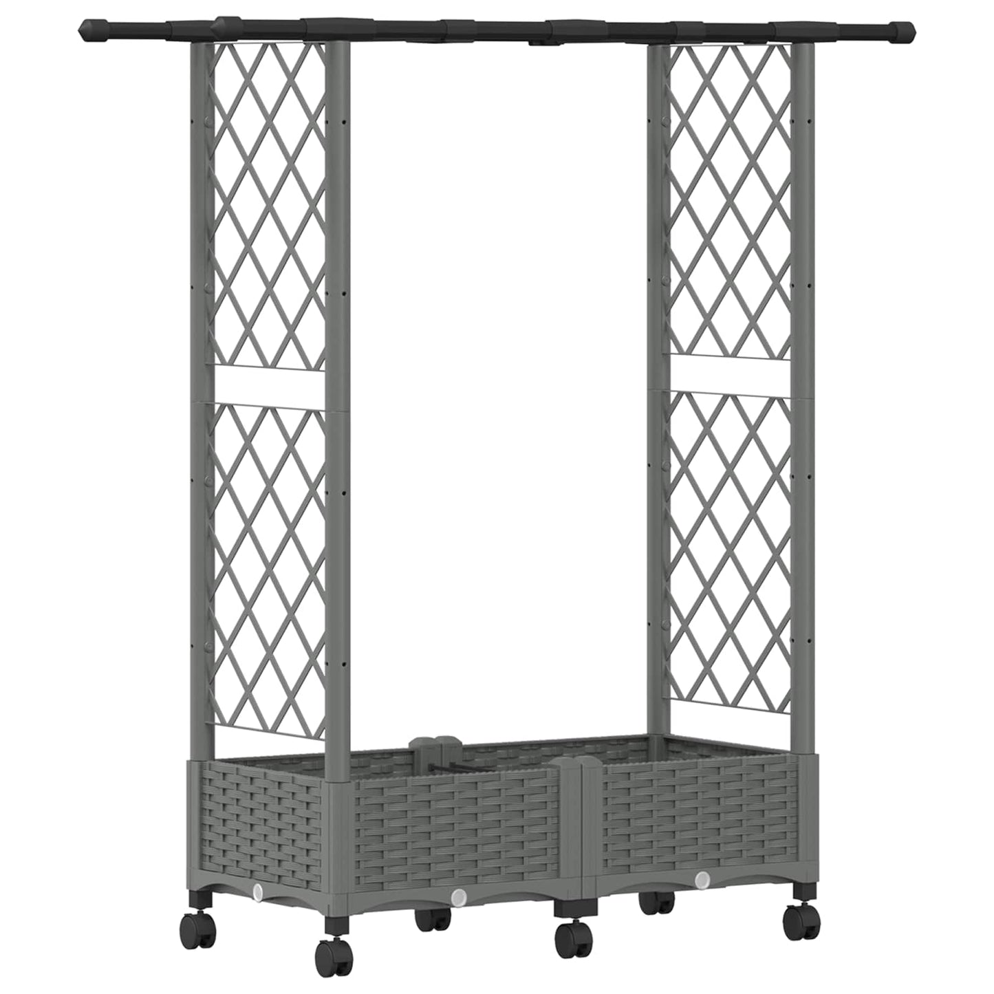 Verhoogd Bed met Trellis en Dak Lichtgrijs 122,5 x 40 x 127 cm