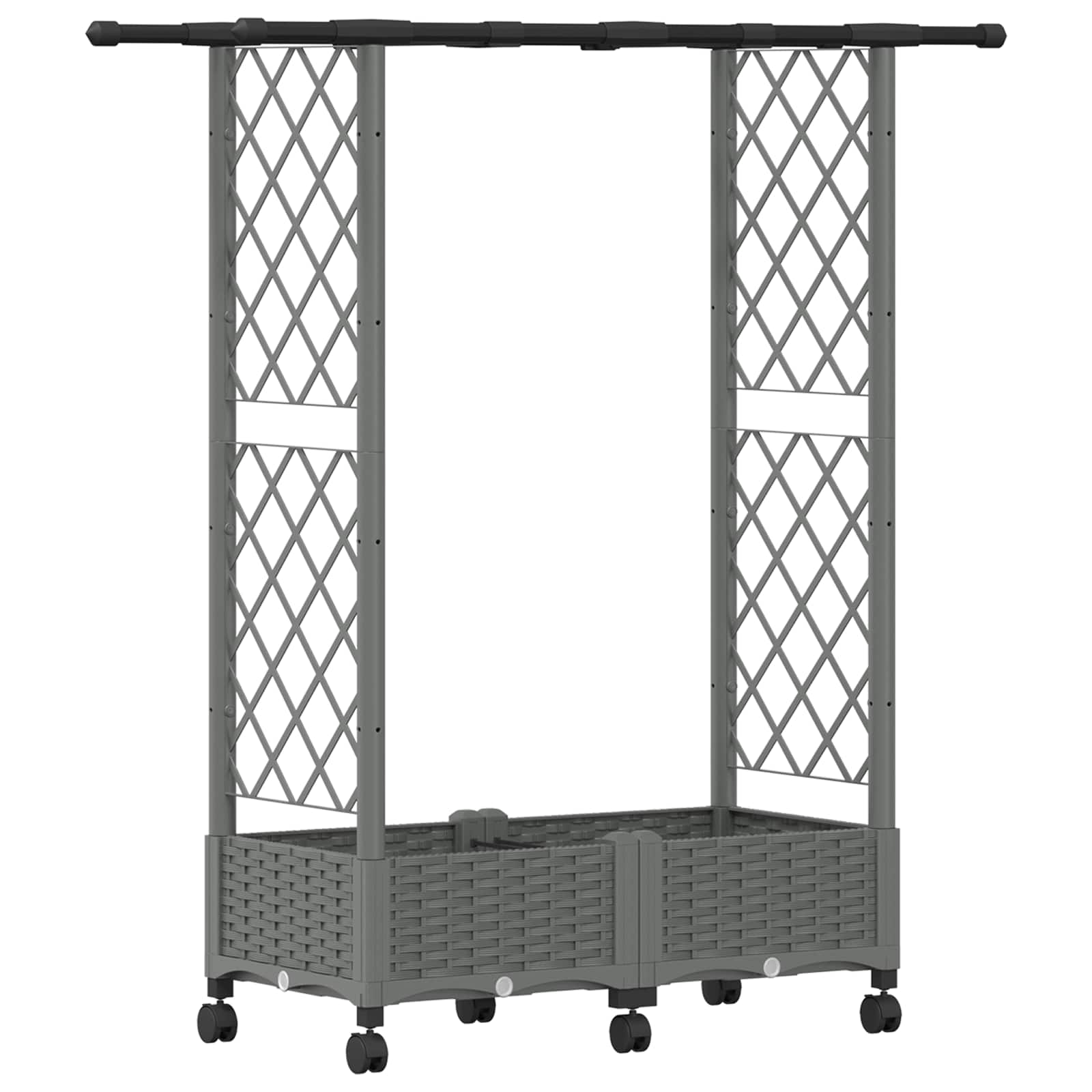 Verhoogd Bed met Trellis en Dak Lichtgrijs 122,5 x 40 x 127 cm