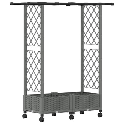 Verhoogd Bed met Trellis en Dak Lichtgrijs 122,5 x 40 x 127 cm