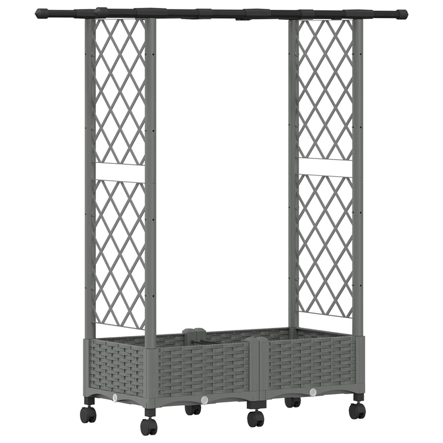 Verhoogd Bed met Trellis en Dak Lichtgrijs 122,5 x 40 x 127 cm